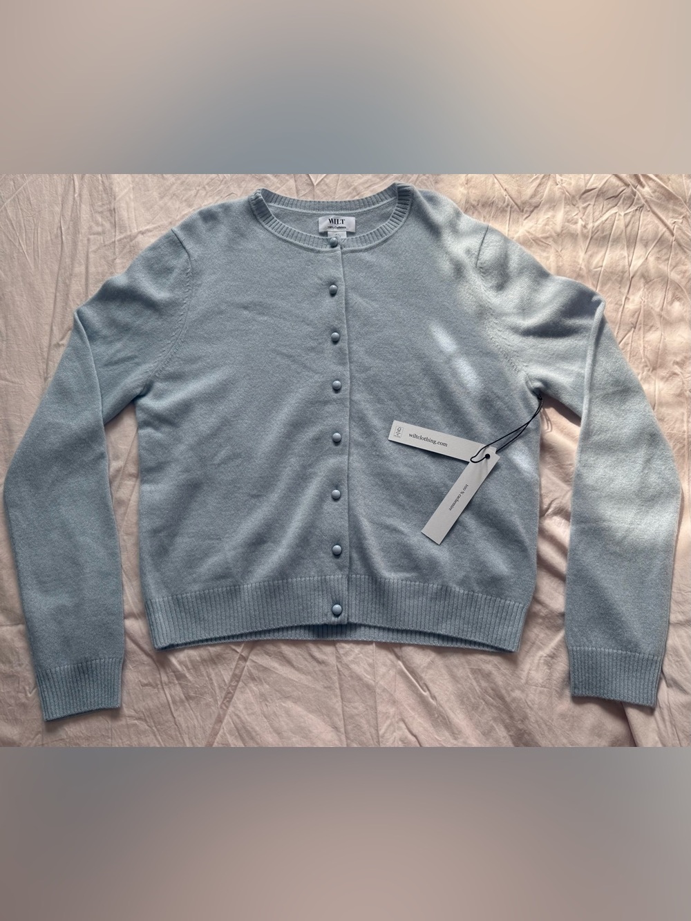 Wilt Light Blue Crewneck Button-Front Cardigan L